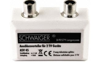 Schwaiger ASV45 532, Kaapelin jakaja, 5 - 2150 MHz, Valkoinen, Metalli, Muovi, Uros/uros, IEC