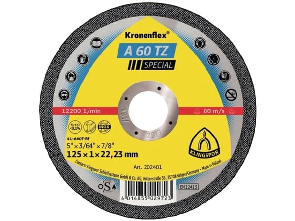 FLEX SHIELD 41 125x1.0x22.2 A 60 TZ SPECIAL KLINGSPOR ( pakkaus - 25 kpl) 202401