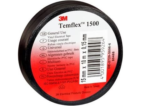 3M sähköeristysteippi Temflex 1500 musta 15mm x 10m (DE272950895)