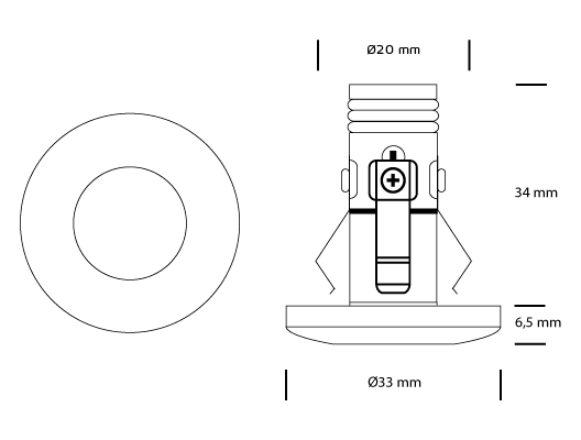 Viola Mini Downlight 350mA, 2W LED 2700K, utomhus, borstat stål