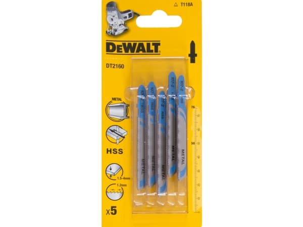 DeWALT DT2160-QZ, Figursågblad, Metall, Snabbstål (HSS), Grå, Röd, 5 cm, 1,2 mm