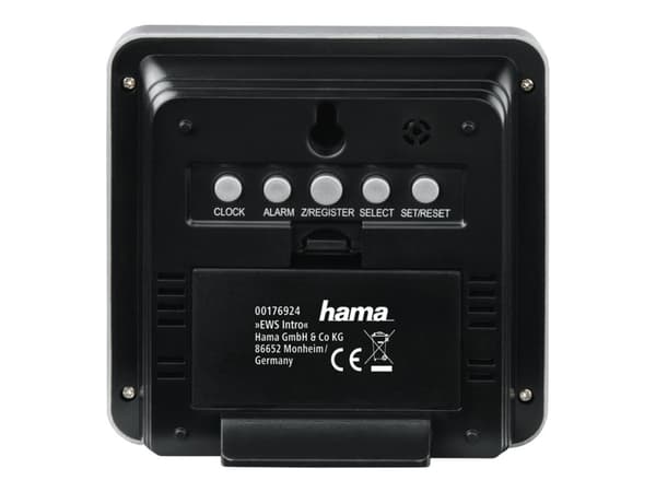 Hama EWS Intro, Musta, Hopea, Lämpömittari sisäkäyttöön, Lämpömittari ulkokäyttöön, Lämpömittari, 0 - 50 °C, 32 - 122 ° F, -20 - 60 °C