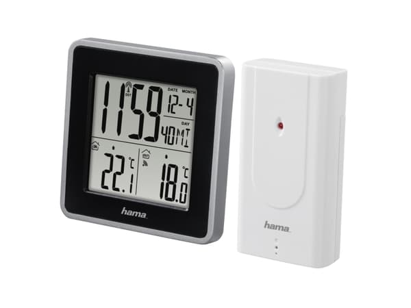 Hama EWS Intro, Musta, Hopea, Lämpömittari sisäkäyttöön, Lämpömittari ulkokäyttöön, Lämpömittari, 0 - 50 °C, 32 - 122 ° F, -20 - 60 °C