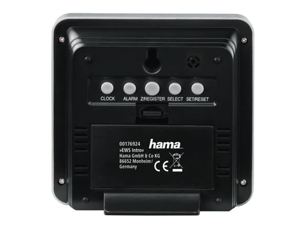 Hama EWS Intro, Musta, Hopea, Lämpömittari sisäkäyttöön, Lämpömittari ulkokäyttöön, Lämpömittari, 0 - 50 °C, 32 - 122 ° F, -20 - 60 °C