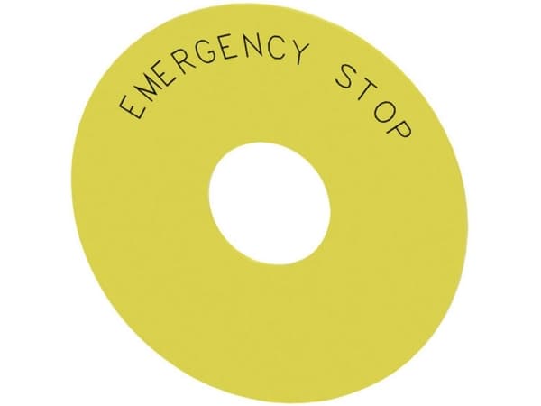 Siemens 3SU1900-0BC31-0DA0 Underlagsskilt Rund (Ø) 75 mm EMERGENCY STOP Gul, Sort 10 stk
