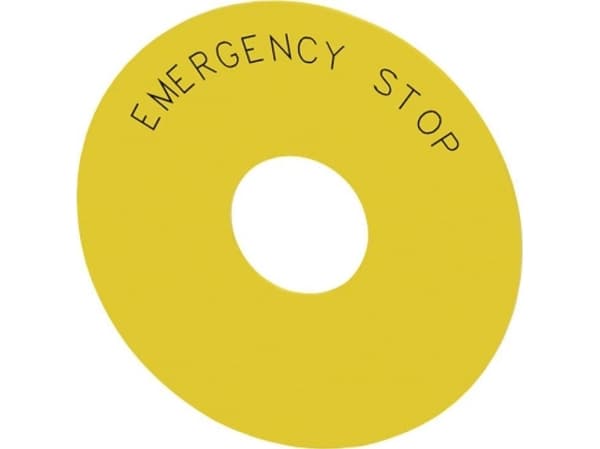 Siemens 3SU1900-0BC31-0DA0 Underlagsskilt Rund (Ø) 75 mm EMERGENCY STOP Gul, Sort 10 stk