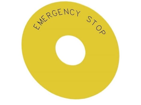 Siemens 3SU1900-0BC31-0DA0 Underlagsskilt Rund (Ø) 75 mm EMERGENCY STOP Gul, Sort 10 stk