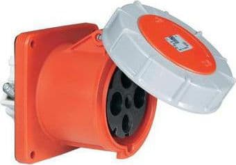 PCE Panel socket 63A 4P 400V 100 x 100 red IP67 POWER TWIST (334-6)