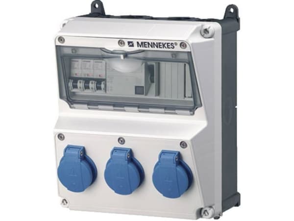 MENNEKES 920003, 3 x Type F, Ruuvit, Musta, Sininen, Harmaa, Muovi, IP44, 225 mm