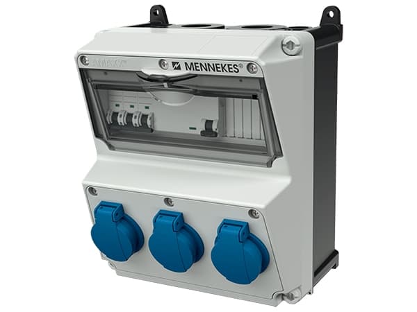 MENNEKES 920003, 3 x Type F, Ruuvit, Musta, Sininen, Harmaa, Muovi, IP44, 225 mm