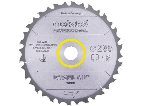 Metabo 628492000, Konstruksjons Trematerial, Løvtre, 23,5 cm, 3 cm, 1,8 mm, 6600 RPM, 2,6 mm