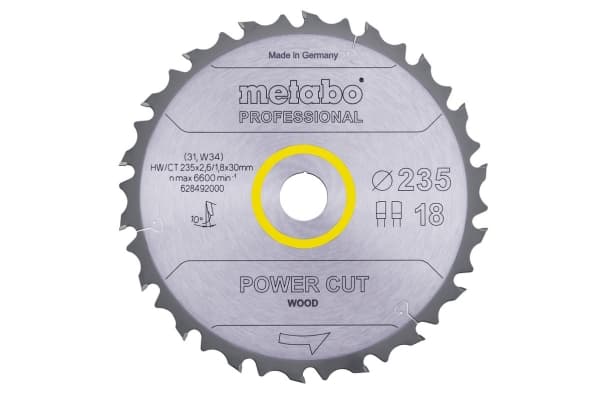 Metabo 628492000, Konstruksjons Trematerial, Løvtre, 23,5 cm, 3 cm, 1,8 mm, 6600 RPM, 2,6 mm