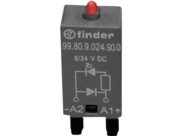 Finder Pistokemoduuli Vapaasti pyörivällä diodilla, LED:llä 99.80.9.024.90.0 Valon väri: Punainen Sopii malliin: Finder 94.54.1, Finder 94.84.3, Find