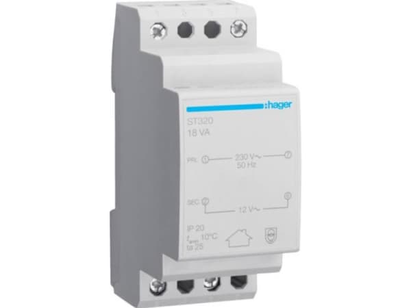Hager ST320 Säkerhetstransformator 12 V 1,5 A