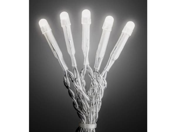 Konstsmide 6340-123 Mikro-lyskæde Indvendigt via strømdrift Antal pærer 10 LED (RGB) Varmhvid Oplyst Længde: 0.63 m