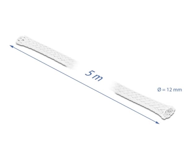 Delock Braided Sleeving stretchable - Tvunnet utvidbart isolerør - 5 m - hvit