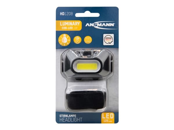 ANSMANN HD120B - Pään taskulamppu - LED (COB) - 1 W - musta