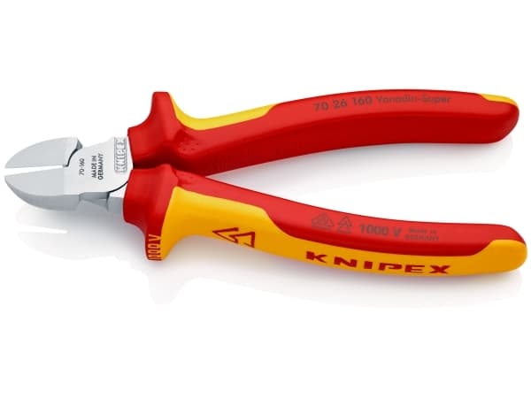 Knipex 70 26 160, Diagonal tang, Kromvanadiumstål, Plast, Oransje, Rød, 160 mm, 216 g