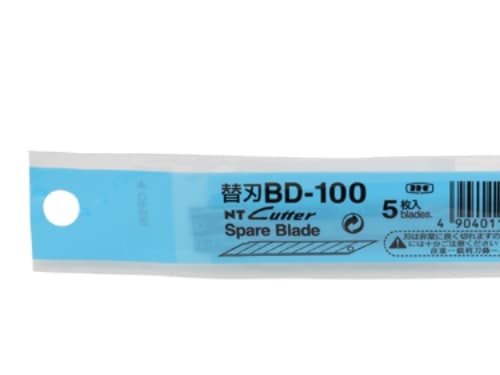 NT Cutter BD-100, 5 styck, 9 mm, 0,38 mm, 72 mm, 23 mm, 113 mm
