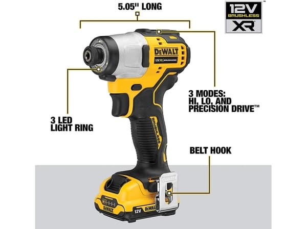 DeWALT DCF801D2-QW, Iskuruuvain, Pistoolikahva, 163 Nm, 435 mm, 350 mm, 120 mm