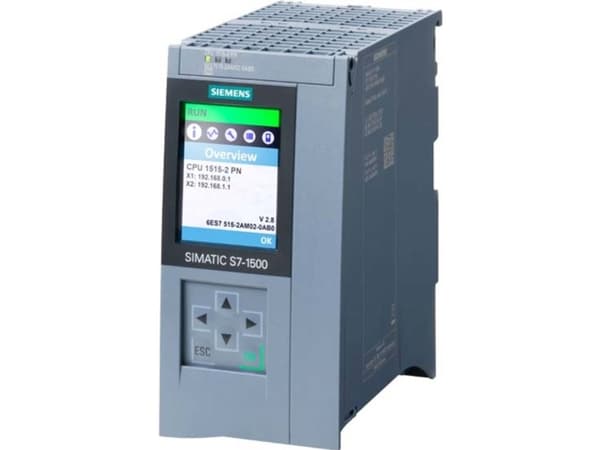SIMATIC S7-1500, CPU 1515-2 PN, central processer en med500 KB work memory for program og 3 MB for d