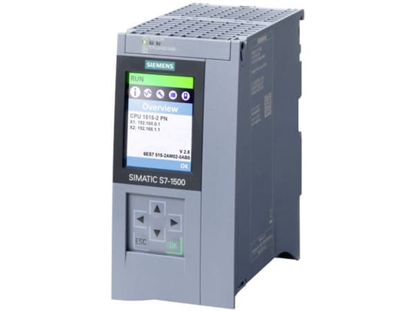 SIMATIC S7-1500, CPU 1515-2 PN, central processer en med500 KB work memory for program og 3 MB for d