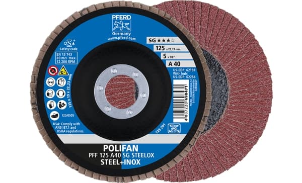 PFERD 67604125, 2,22 cm, 12,5 cm, 12200 RPM, 40 g, 10 stykker
