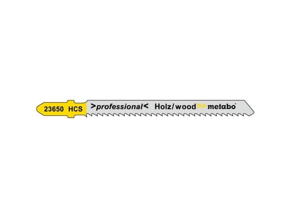 Metabo 623608000, Figursågblad, Spånskiva, Träfiberskiva, Hårt träslag, Metallplåt (medeltjock), Mjuka träslag, Plywood med träkärna, Stål med hög ko