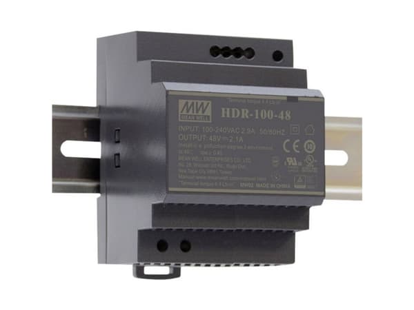 MEAN WELL HDR-100-48, 85 - 264 V, 100 W, 48 V, 1,92 A, RoHS, 70 mm