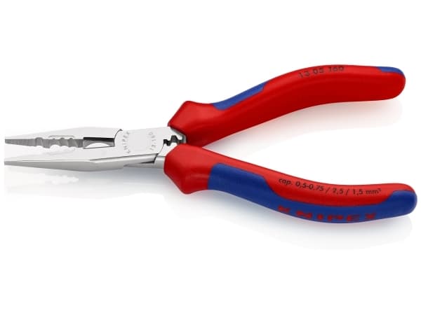 Knipex 13 05 160, Nesetang, Kromvanadiumstål, Plast, Blå, Rød, 160 mm, 139 g