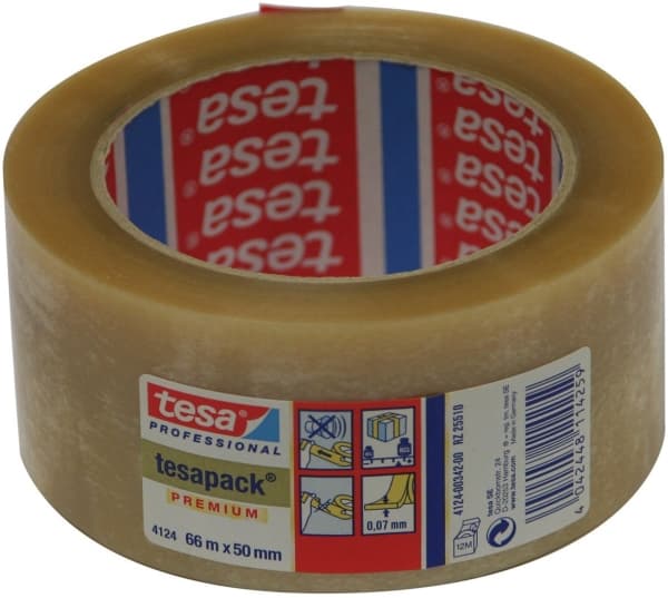 Tejp tesa 4124 PVC 19mmx66m Klar Transparent 110x110x19mm (66m)