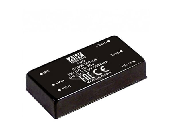 MEAN WELL RSDW20G-12, 18 - 75 V, 20 W, 12 V, RoHS, 50,8 mm, 35 g