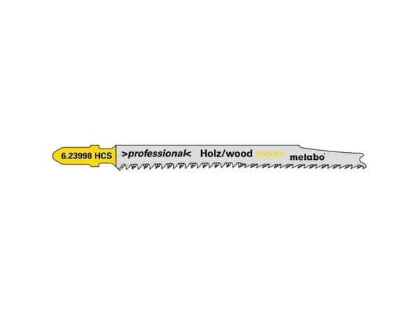 Metabo 623998000, Figursågblad, Mjuka träslag, Stål med hög kolhalt (HCS), Grå, Gul, 9,3 cm, 2,2 mm