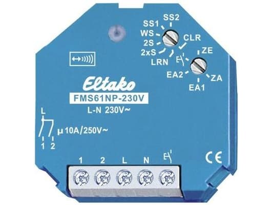 ELTAKO FMS61NP-230V Funkaktor Multifunktions-Stromstossschalter UP 1+1 Schliesser 10A/250V AC (30200330)