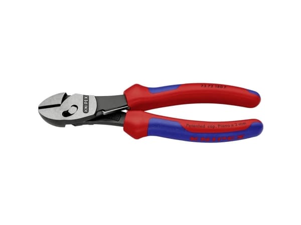 Knipex TwinForce, Diagonal tang, Kromvanadiumstål, Plast, Blå, Rød, 180 mm, 280 g