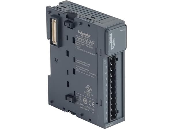 TM3-moduuli Jousipidikkeet, Analogiset tulot 2, (±10V/0-20mA/4-20mA), 16 bittiä , Skannausaika 1 tai 10 ms, Fo