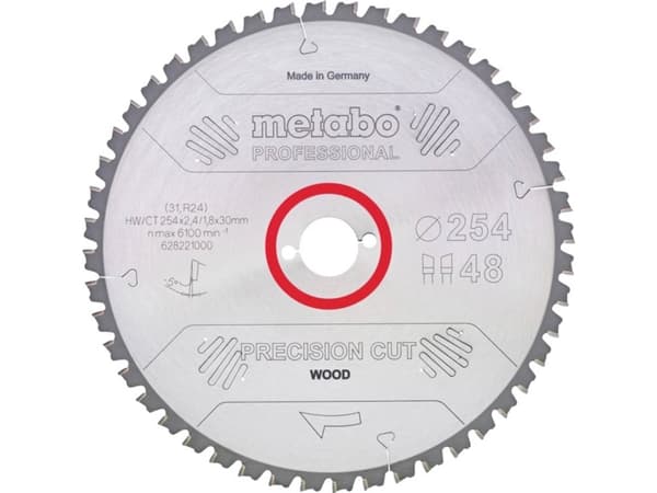 Metabo 628221000, Spånskiva, Hårt träslag, MDF, Mjuka träslag, 25,4 cm, 3 cm, 1,8 mm, 6100 RPM, 2,4 mm