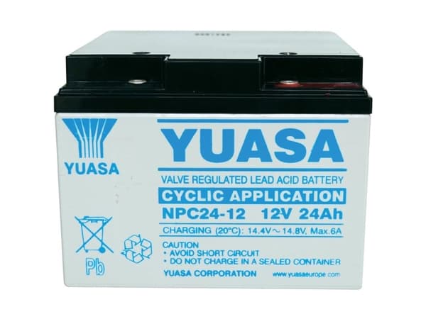 Yuasa NPC24-12, Forseglet blysyre (VRLA), 12 V, 1 stykker, Sort, Hvit, 24 Ah, 9 kg