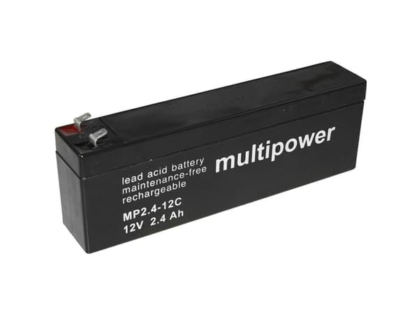 multipower PB-12-2,4-4,8 MP2,4-12C Lyijyakku 12 V 2,4 Ah Lyijyakku (B x K x S) 178 x 66 x 34,5 mm Litteä liitin 4,8 mm Sykliltään vakaa, Huoltovapaa,