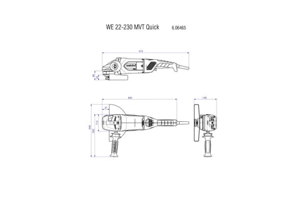 Metabo WE 22-230 MVT, 6600 RPM, 23 cm, AC, 5,8 kg