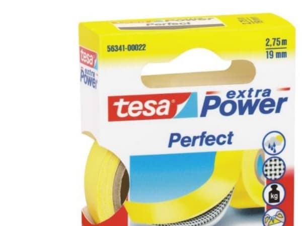Tesa extra Power Perfect - Tygtejp - 19 mm x 2.75 m - gul