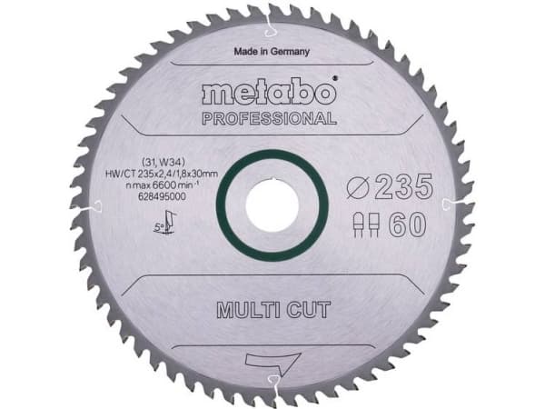 Metabo 628495000, Spånskiva, Hårt träslag, MDF, 23,5 cm, 3 cm, 1,8 mm, 6600 RPM, 2,4 mm