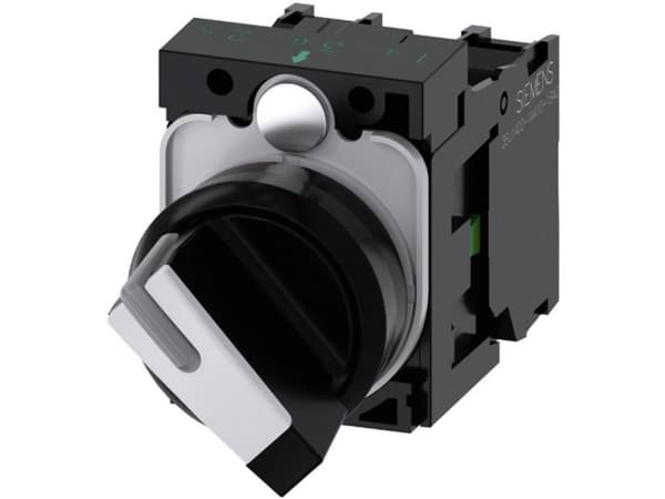 Siemens 3SU11002BF601MA0 3SU1100-2BF60-1MA0 Kääntökytkin Eturengas muovia Musta, valkoinen 1 x 90° 1 kpl 1 kpl