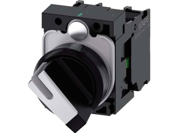 Siemens 3SU11002BF601MA0 3SU1100-2BF60-1MA0 Kääntökytkin Eturengas muovia Musta, valkoinen 1 x 90° 1 kpl 1 kpl