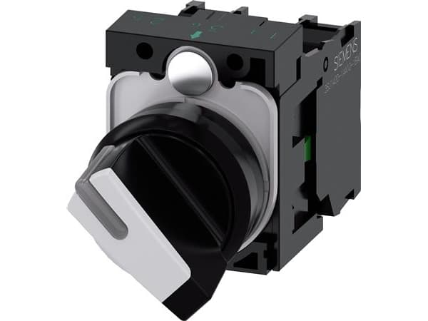 Siemens 3SU11002BF601MA0 3SU1100-2BF60-1MA0 Kääntökytkin Eturengas muovia Musta, valkoinen 1 x 90° 1 kpl 1 kpl