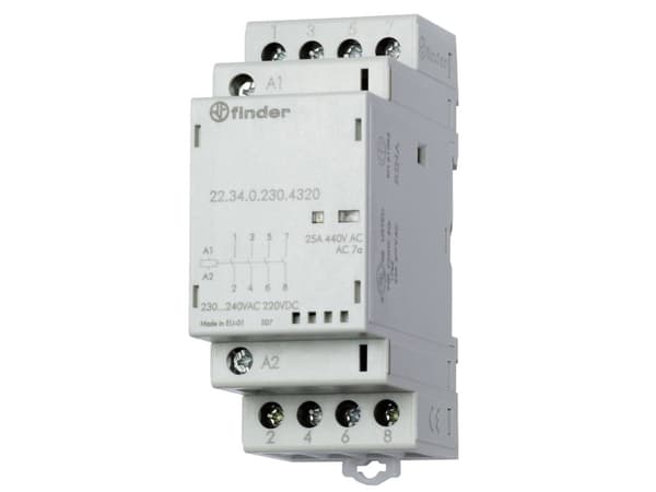 Finder 22.34.0.024.1320 Contactor 4 x gränskontakt 24 V/DC, 24 V/AC 25 A 1 st