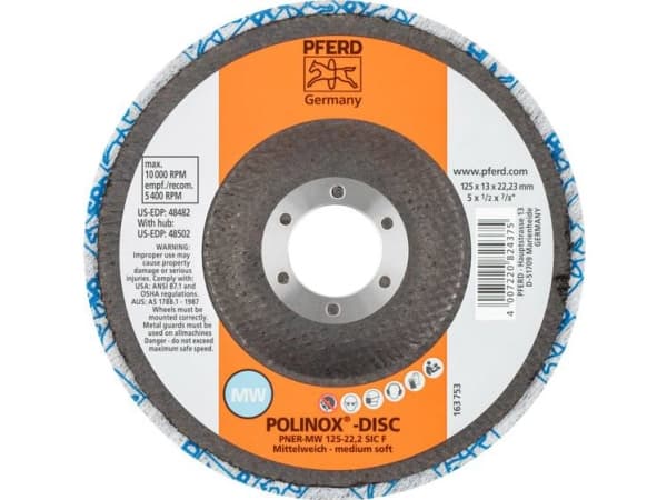 PFERD 44690723, 10000 RPM, 2,22 cm, 12,5 cm, 13 mm, 5 stykker