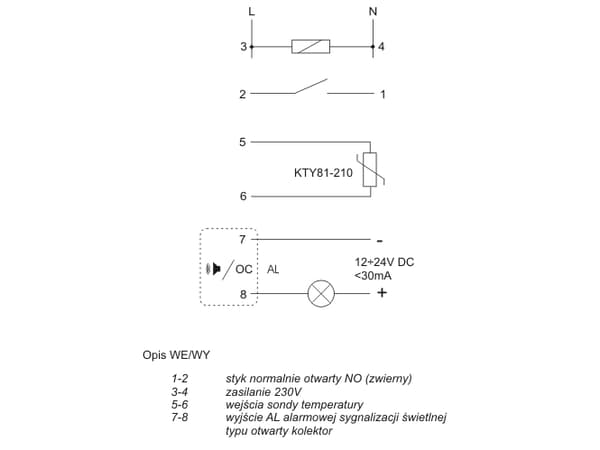 F&F Temperature controller without probe digital temperature control range: -25 ÷ 130 ° C contact: 1Z, 16A, 2 modules RT-826