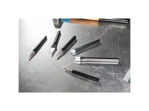 HAZET 750/6, Stämjärnuppsättning, Flat mejsel, Metall, 561 g, Tyskland