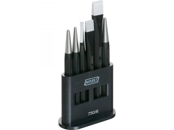 HAZET 750/6, Stämjärnuppsättning, Flat mejsel, Metall, 561 g, Tyskland